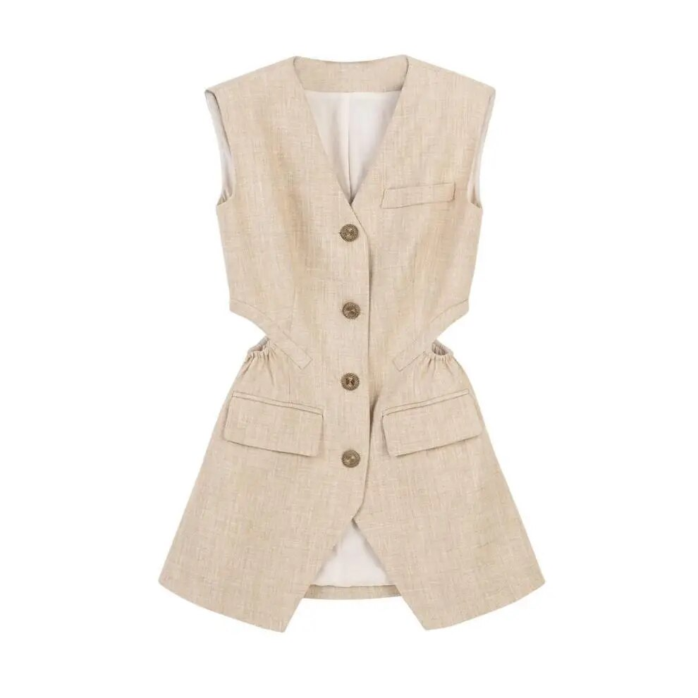 LUISA SHORTS CUT OUT VEST and BLAZER 3 PIECE SET