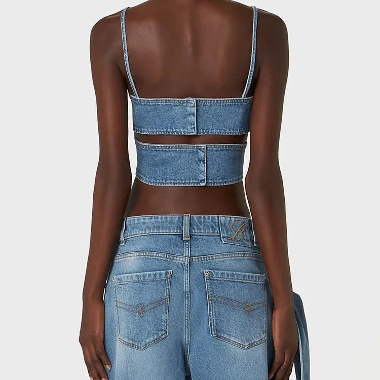 DENIM PANTS and TOP SET with BOWS