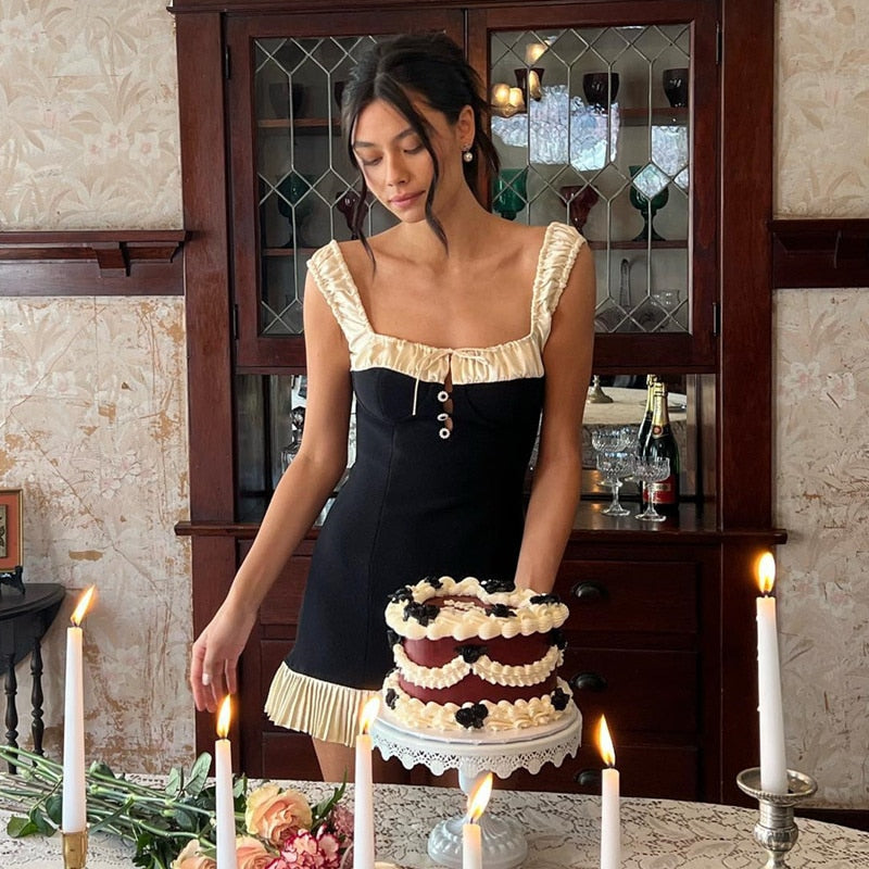 FLORENCE RUFFLE PLEATED MINI DRESS