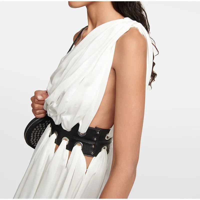 NESLA ONE SHOULDER WHITE MINI DRESS