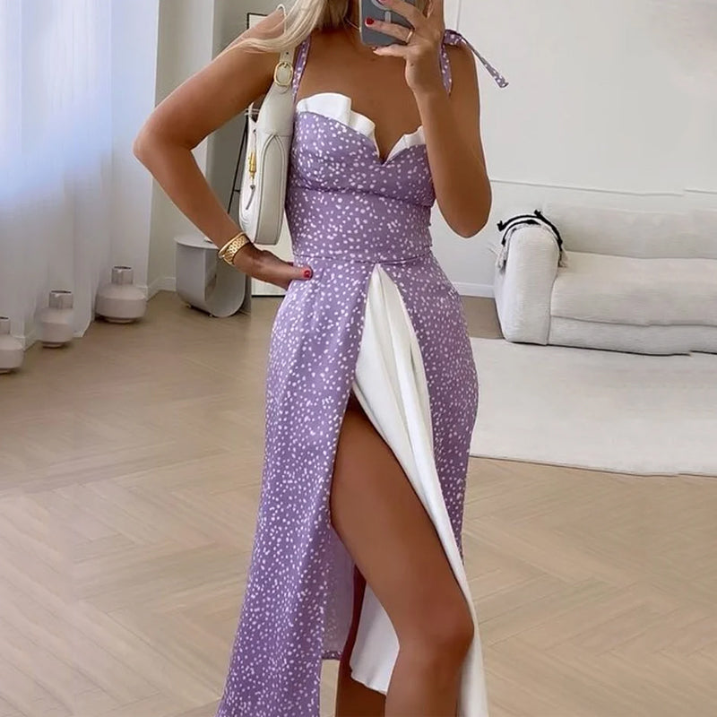 ALLYSON FRONT SLIT SLEEVELESS MIDI DRESS
