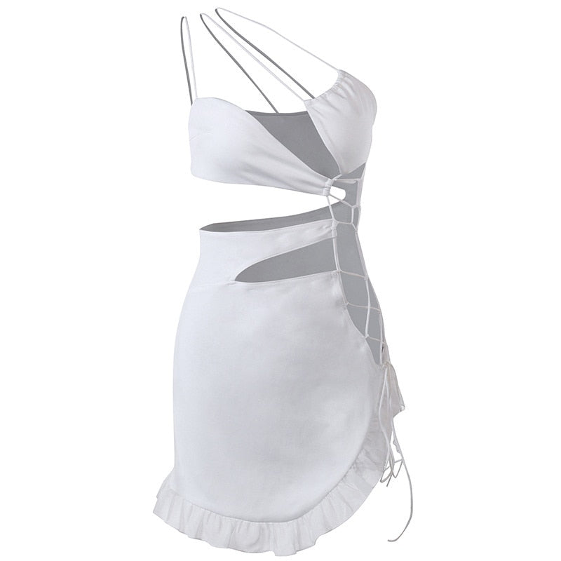 EMBER HOLLOW OUT LACE UP MINI DRESS