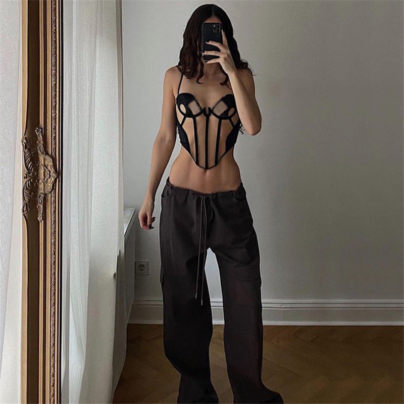 CARMEN MESH LACE UP CORSET
