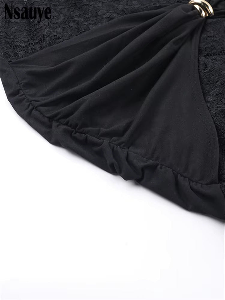 HOLLOW OUT HIGH SLIT LACE MAXI DRESS