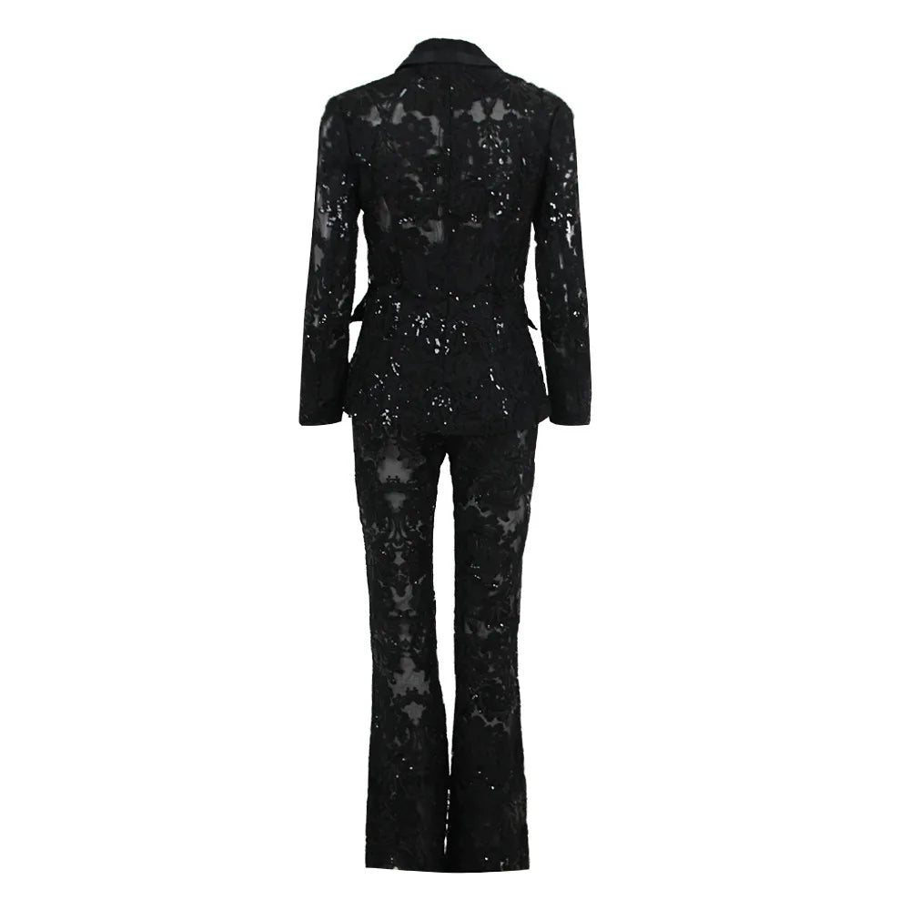LACE FLARE PANTS and BLAZER SUIT