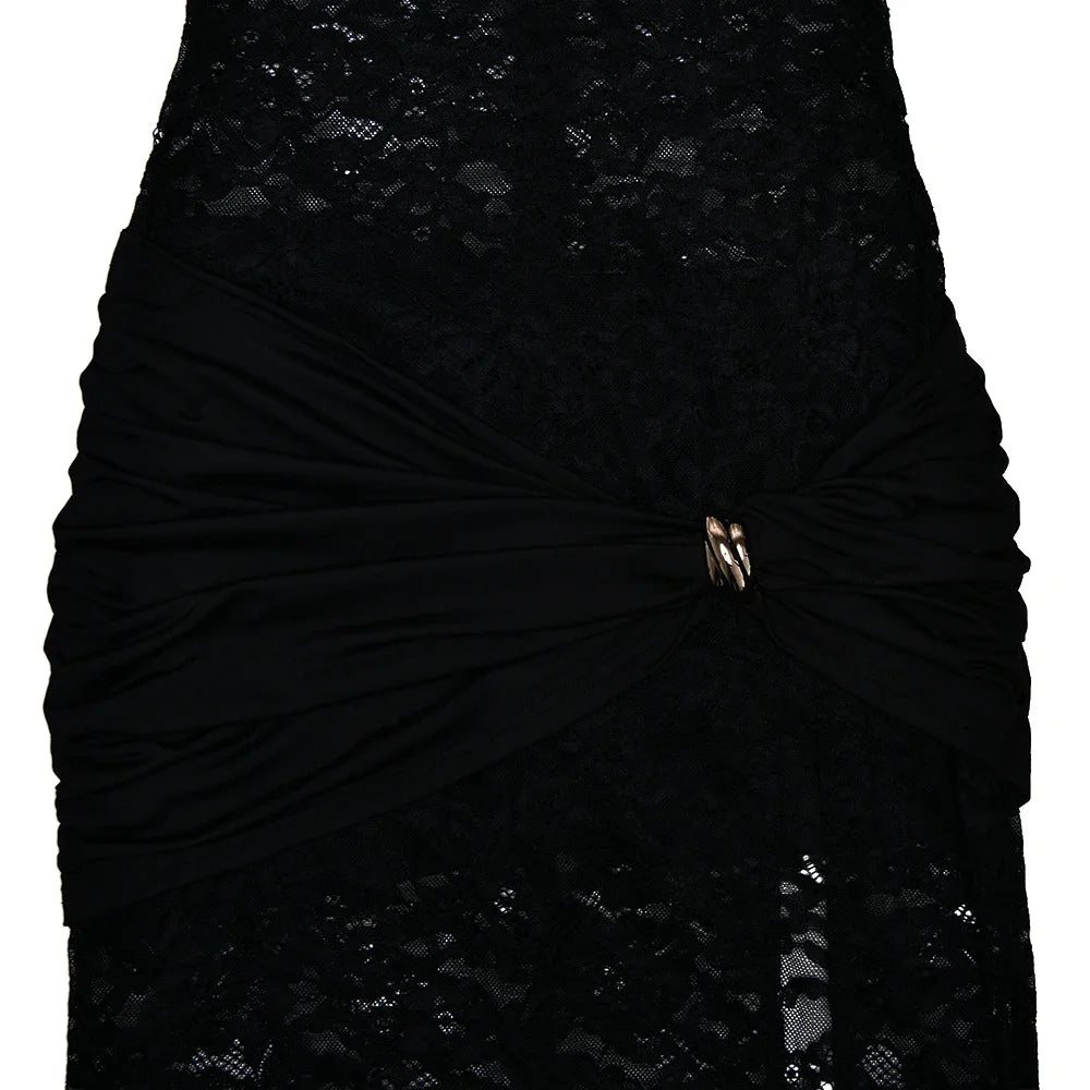 HOLLOW OUT HIGH SLIT LACE MAXI DRESS