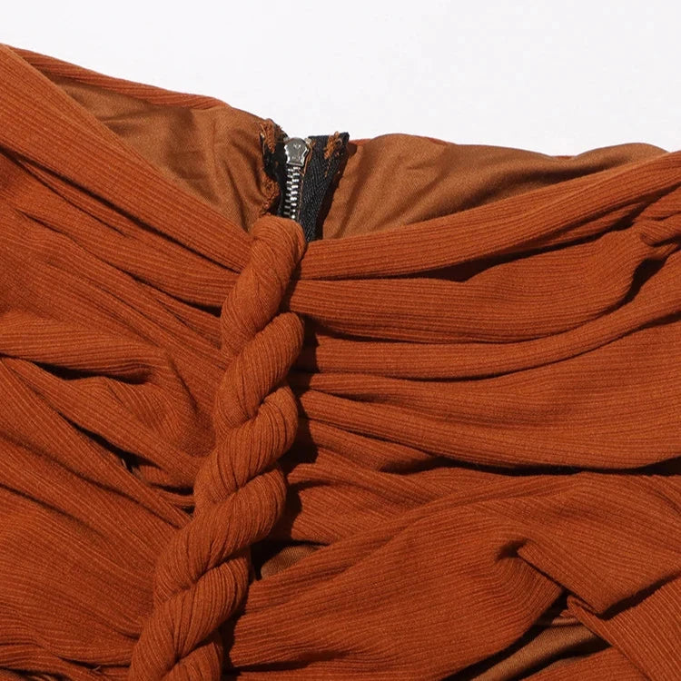 HOLLOW OUT SET SPLITED MAXI SKIRT and ONE SHOULDER TOP