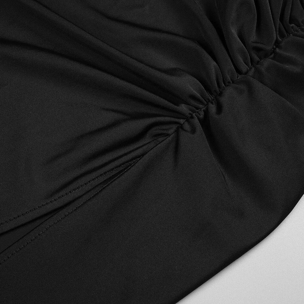 ALIA MAXI BLACK ONE SHOULDER HIGHT SLIT CUT OUT DRESS