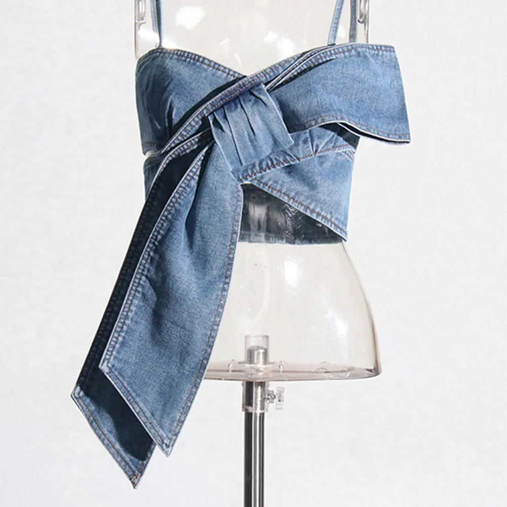 DENIM PANTS and TOP SET with BOWS