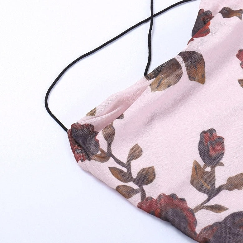 JAZMIN ROSE PRINT BACKLESS LACE UP MAXI DRESS