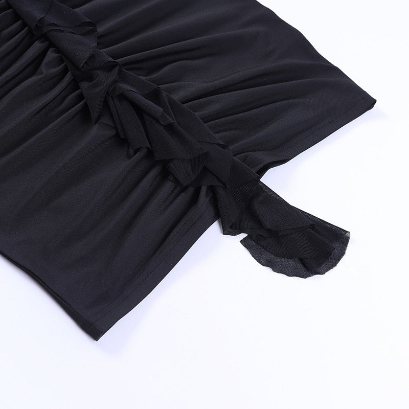 LIANA HOLLOW OUT RUFFLE MINI DRESS