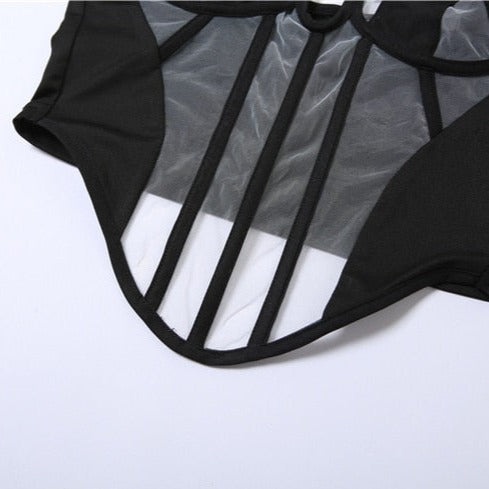 CARMEN MESH LACE UP CORSET