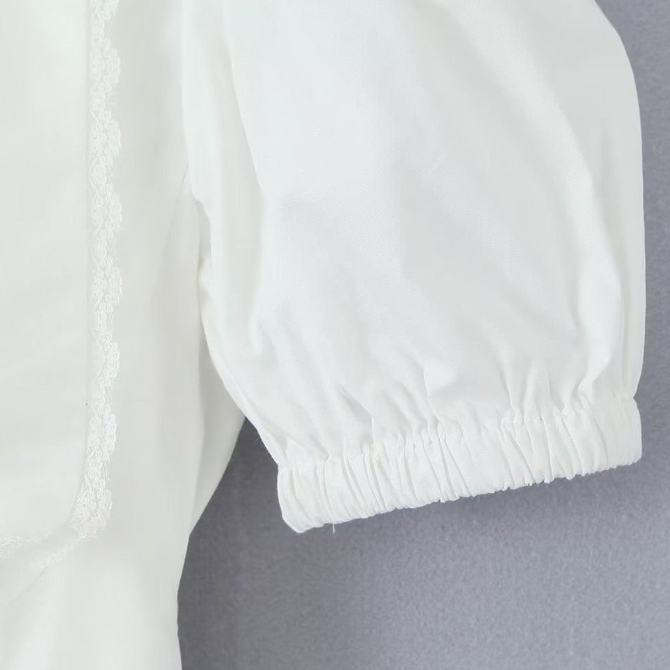 ABBY WHITE COLLAR PUFF SLEEVE MINI DRESS