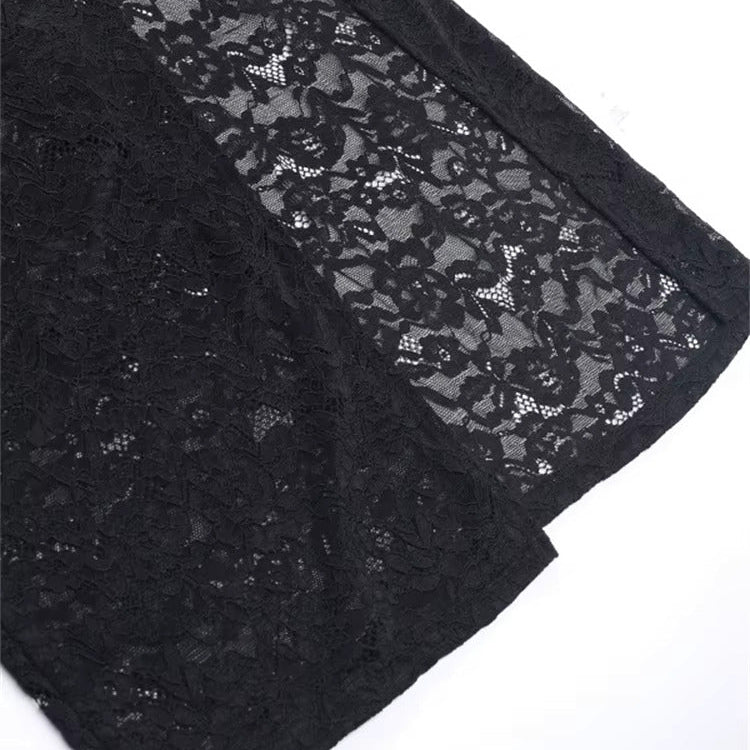 HOLLOW OUT HIGH SLIT LACE MAXI DRESS