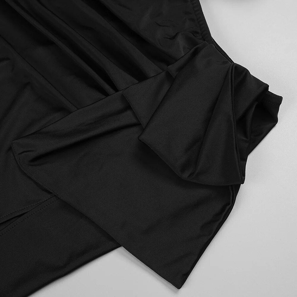 ALIA MAXI BLACK ONE SHOULDER HIGHT SLIT CUT OUT DRESS