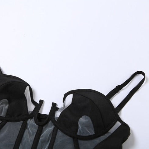 CARMEN MESH LACE UP CORSET