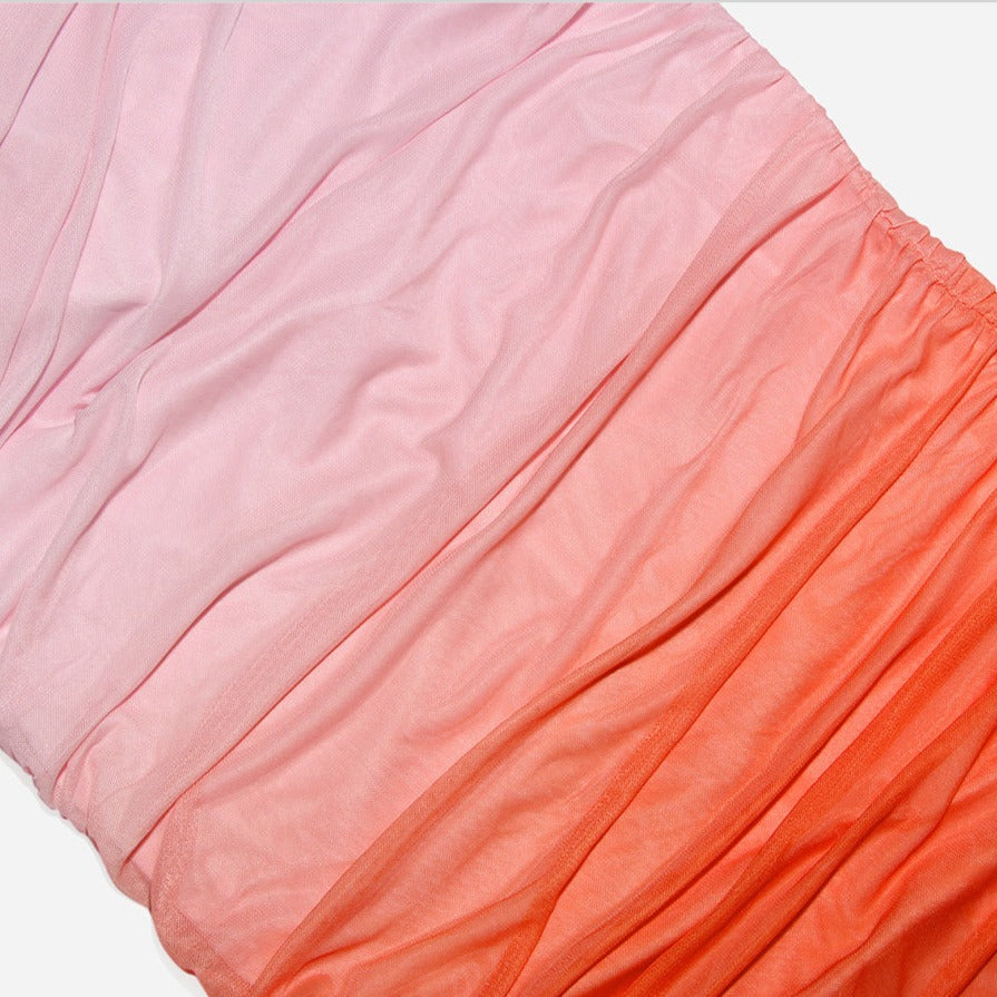 ASHYMMA PINK ORANGE GRADIENT BODYCON MAXI DRESS