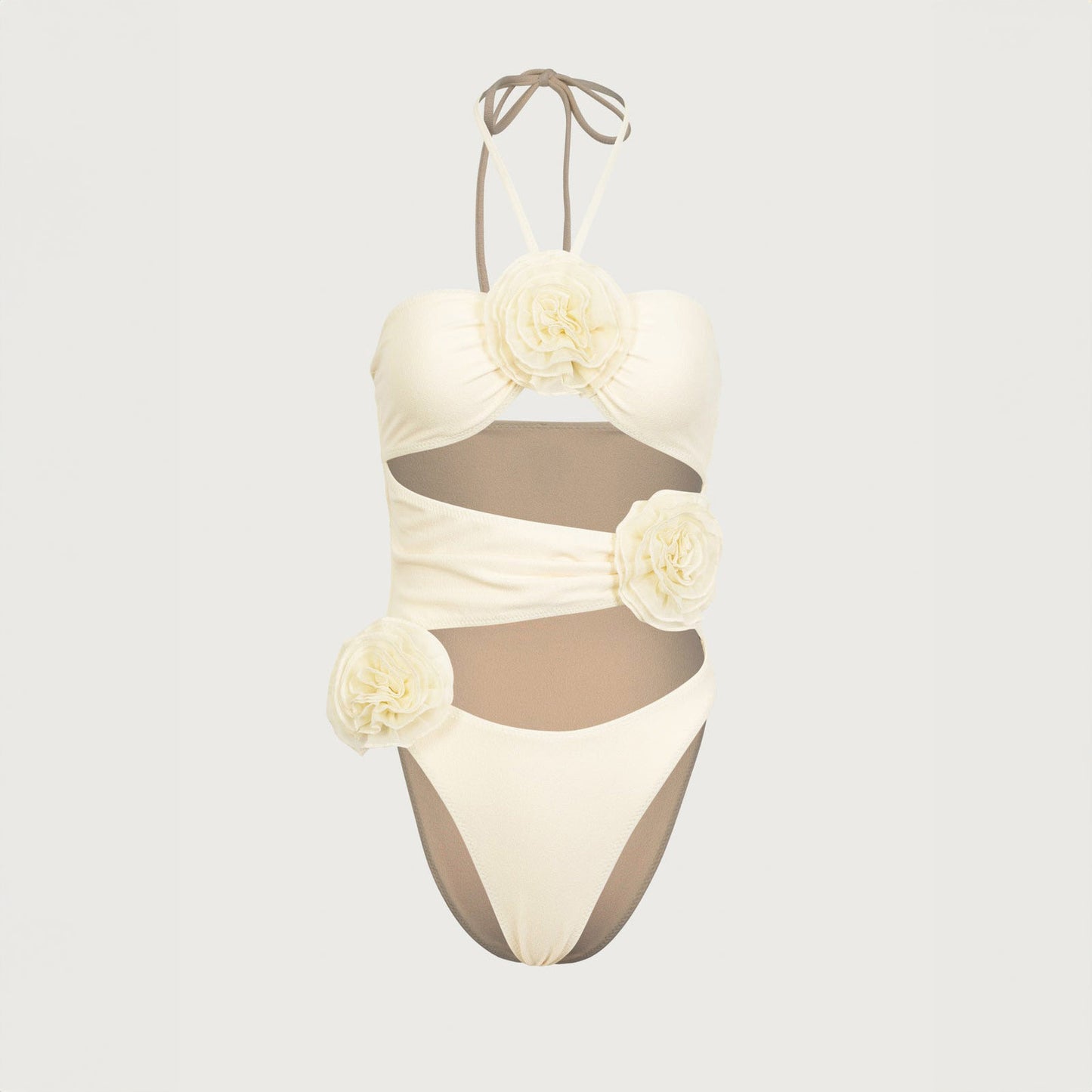 AUDREY FLOWER BOWS CUT OUT SWIMSUIT