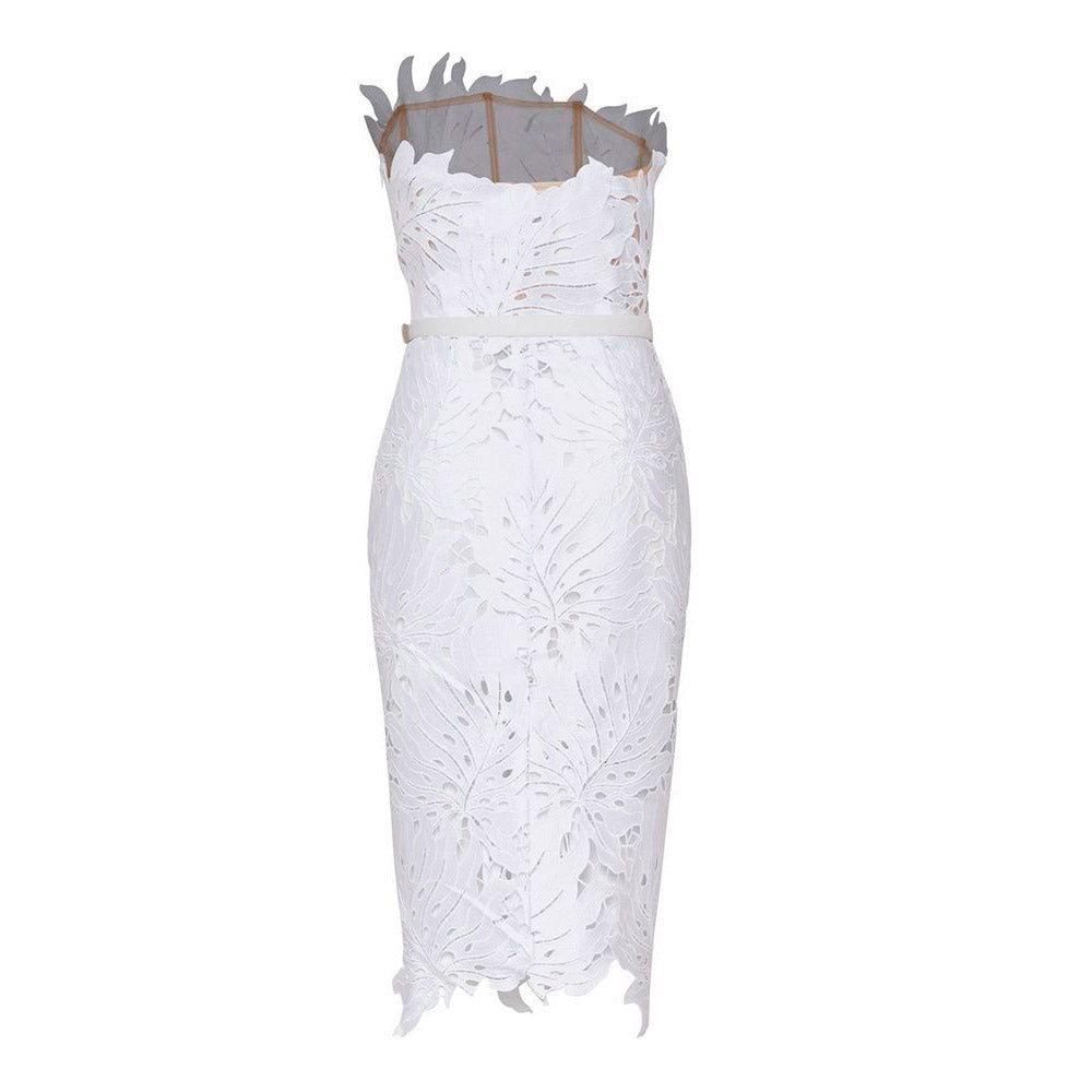ROSALIE WHITE PATCHWORK MIDI DRESS