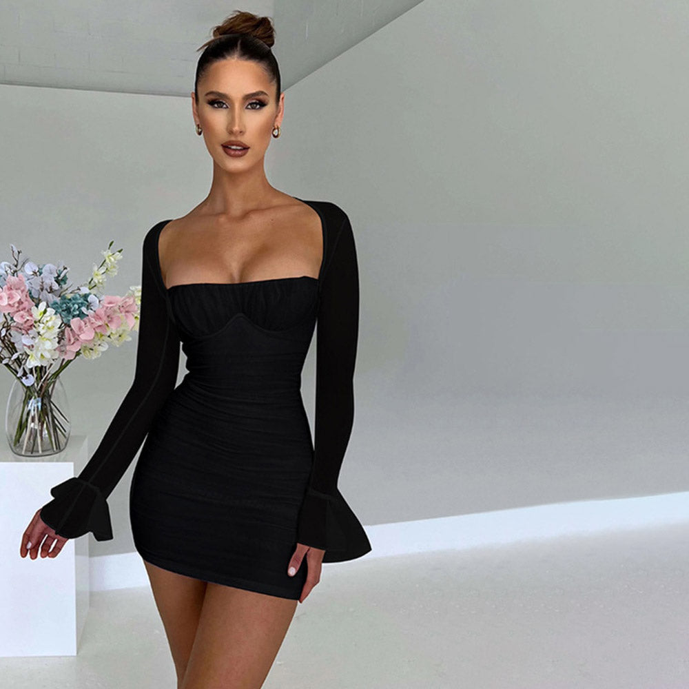 RENATA LONG SLEEVE BACKLESS MINI DRESS