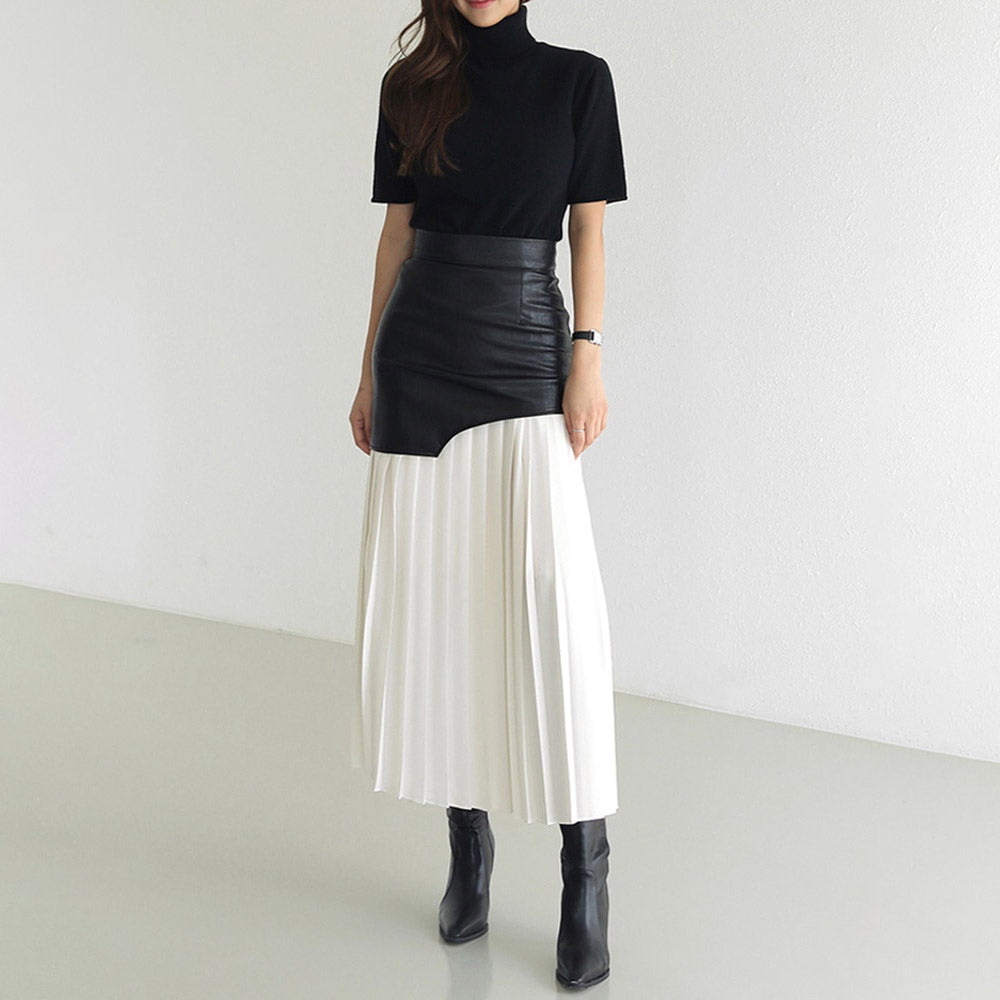 Leather pleated maxi on sale skirt