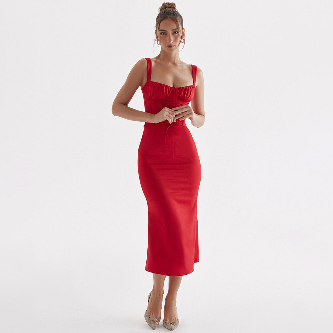 DYLANA CORSET SLEEVELESS MIDI DRESS