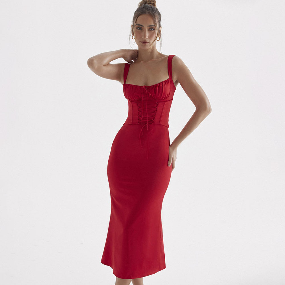 DYLANA CORSET SLEEVELESS MIDI DRESS