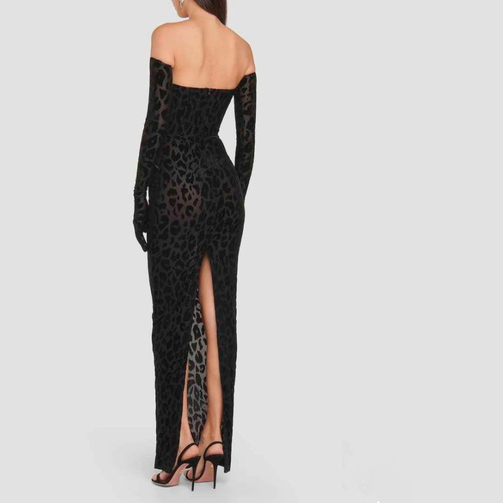 ELAINA MAXI LEOPARD PRINTED DRESS with GLOVES
