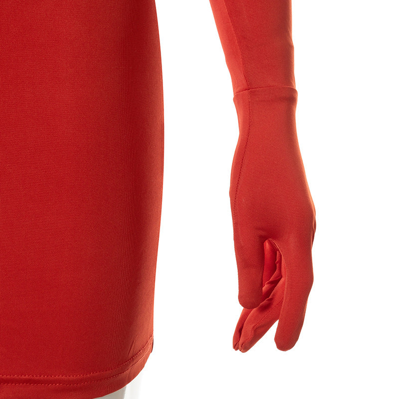 KASSIDY LOND SLEEVE MINI DRESS with GLOVES