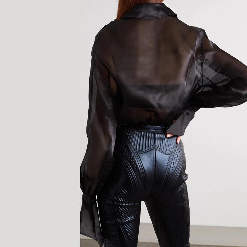 SYLVIE BLACK MESH BLOUSE