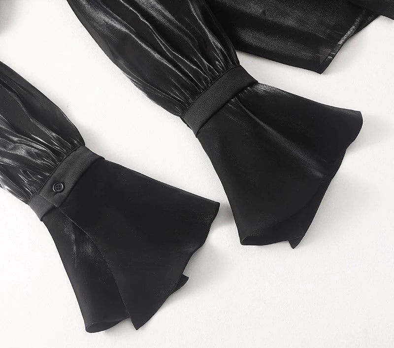 SYLVIE BLACK MESH BLOUSE