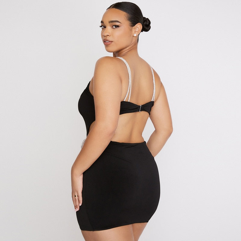 HOVON STRAP LACE UP CUT OUT MINI DRESS