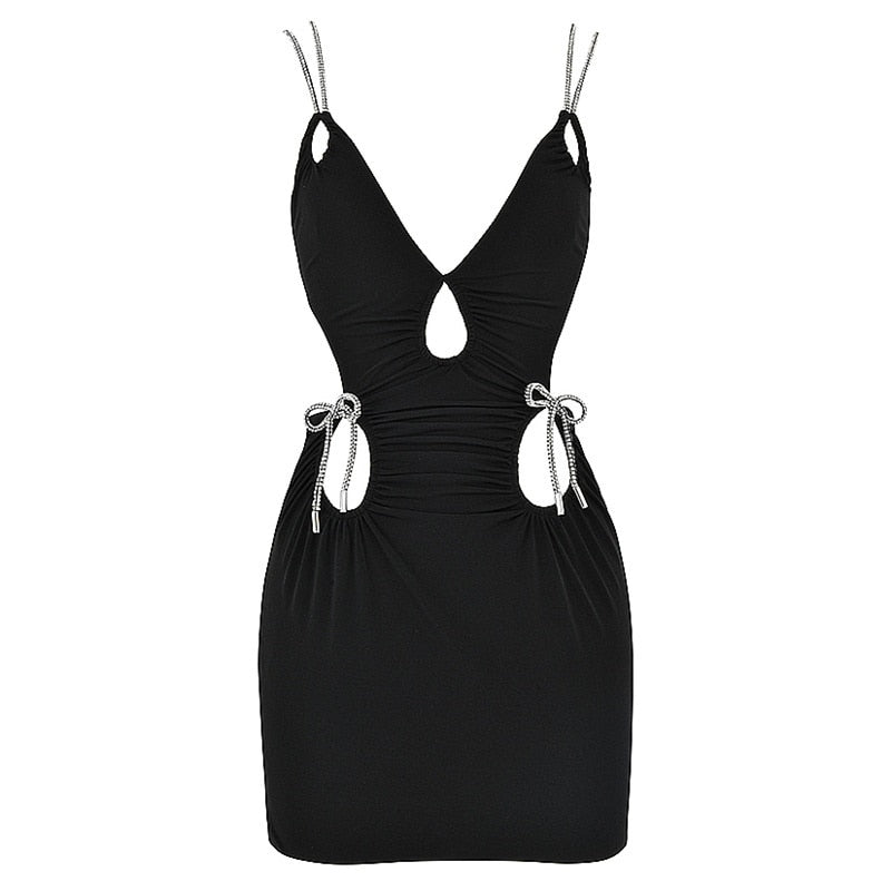 HOVON STRAP LACE UP CUT OUT MINI DRESS