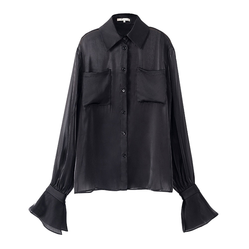 SYLVIE BLACK MESH BLOUSE