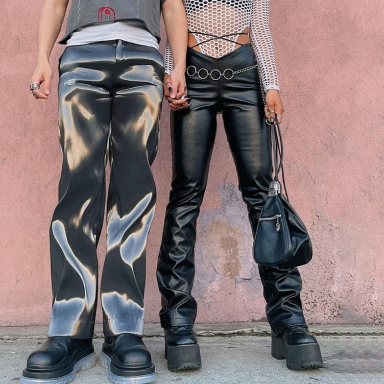 REIGN LACE UP PU LEATHER PANTS