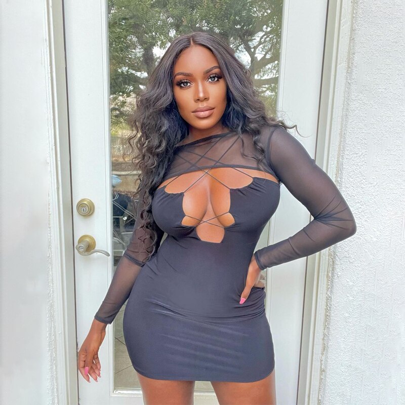 GWEN LONG SLEEVE CUT OUT MINI DRESS