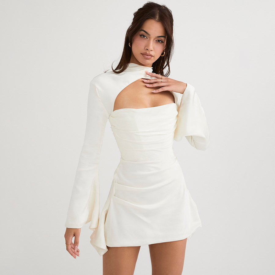 LEAH FLARED SLEEVE HOLLOW OUT MINI DRESS
