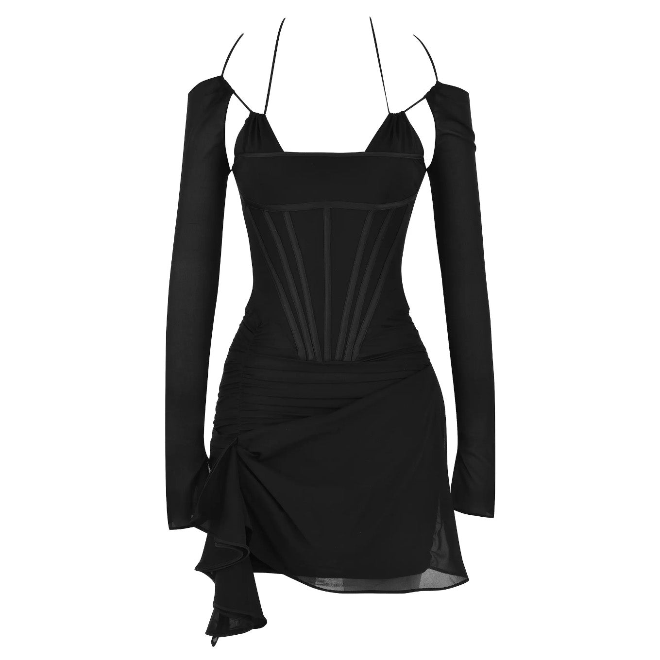 MADILYN LONG SLEEVE HOLLOW OUT MINI DRESS