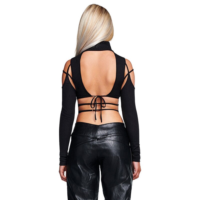 SCETTE CUT OUT LACE UP TOP