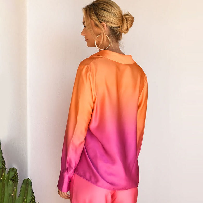 MARYAM GRADIENT LONG SLEEVE SHIRT and PANTS SET