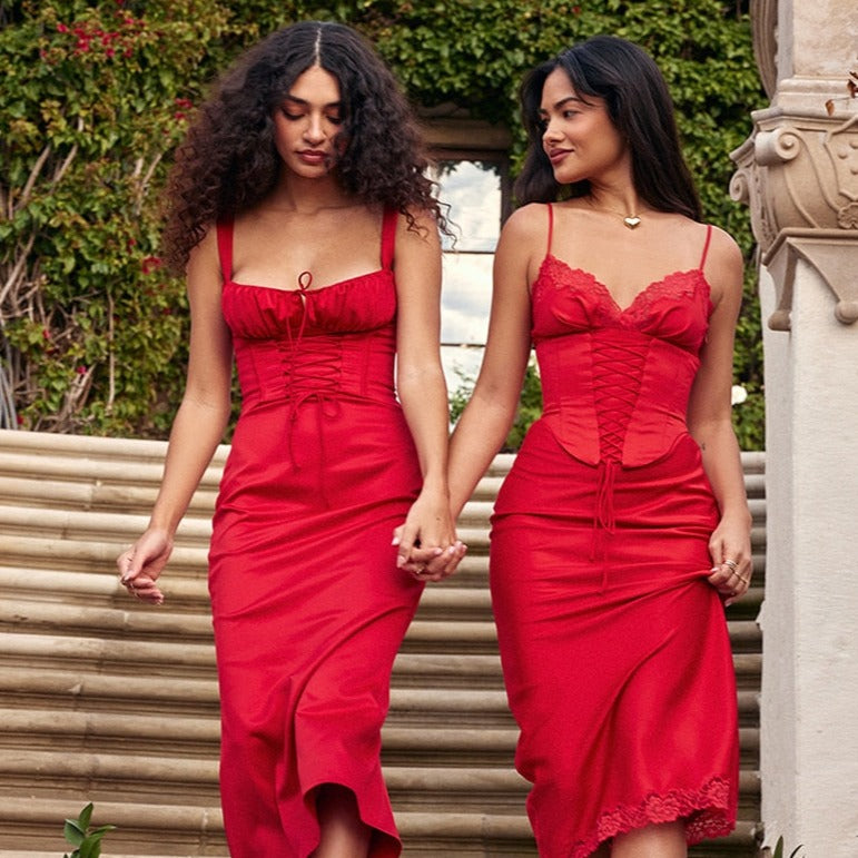 DYLANA CORSET SLEEVELESS MIDI DRESS