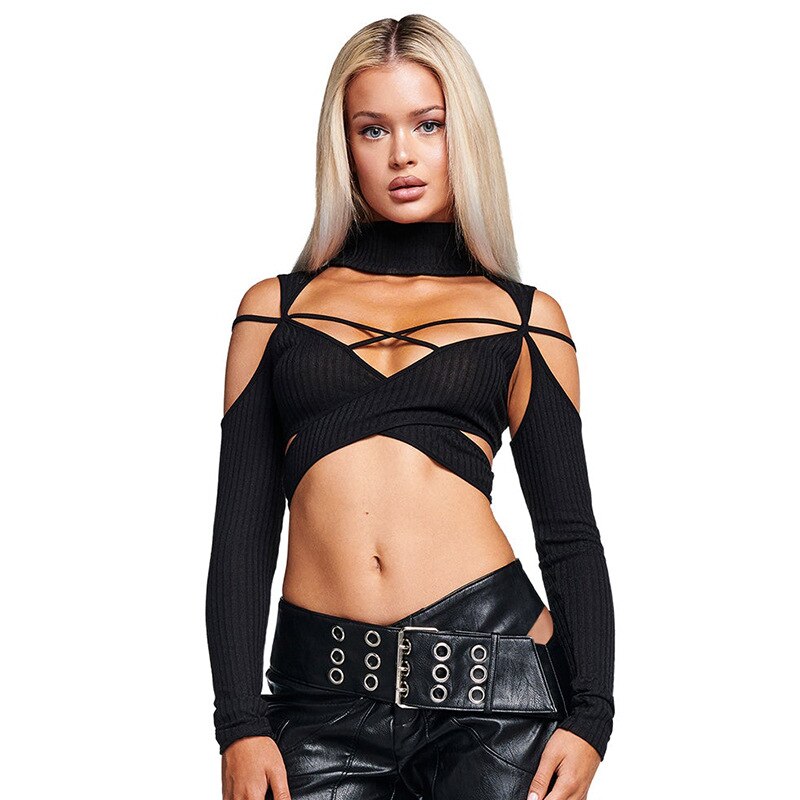 SCETTE CUT OUT LACE UP TOP
