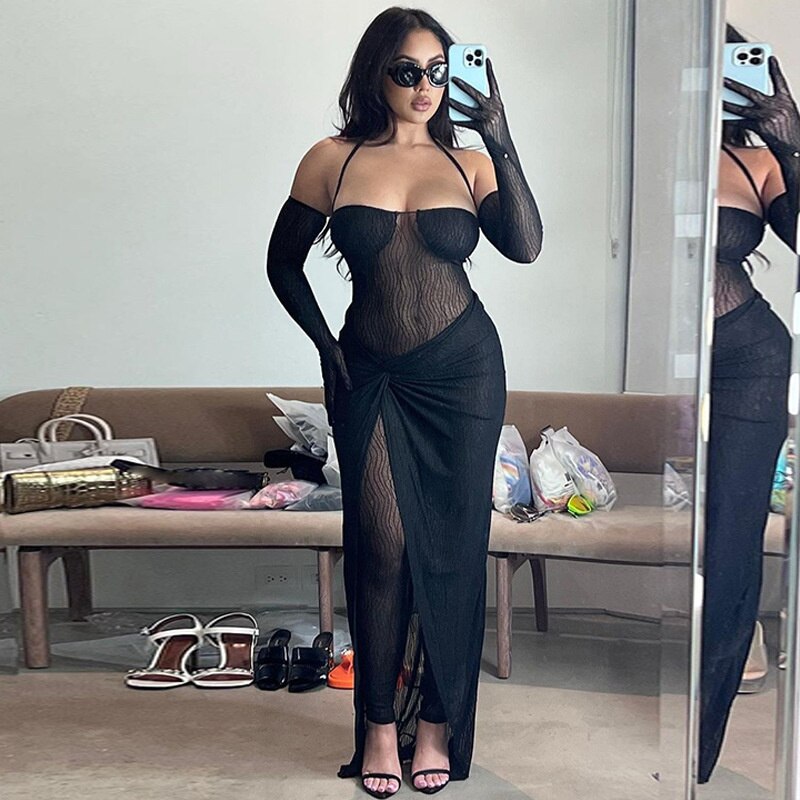 LYMA MESH JUMPSUIT with GLOVES and SKIRT