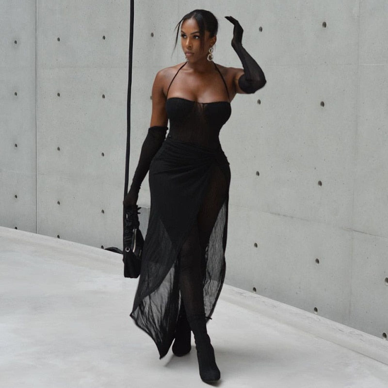 LYMA MESH JUMPSUIT with GLOVES and SKIRT