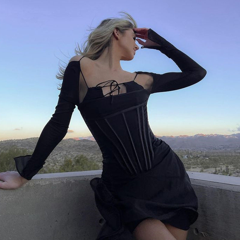 MADILYN LONG SLEEVE HOLLOW OUT MINI DRESS