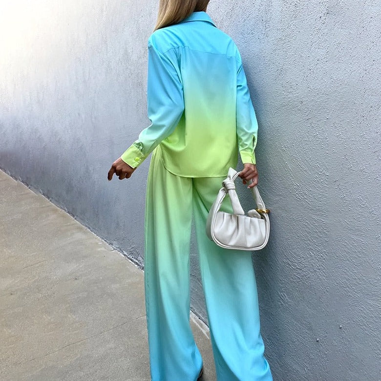 MARYAM GRADIENT LONG SLEEVE SHIRT and PANTS SET