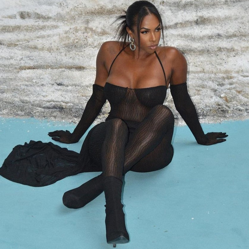 LYMA MESH JUMPSUIT with GLOVES and SKIRT