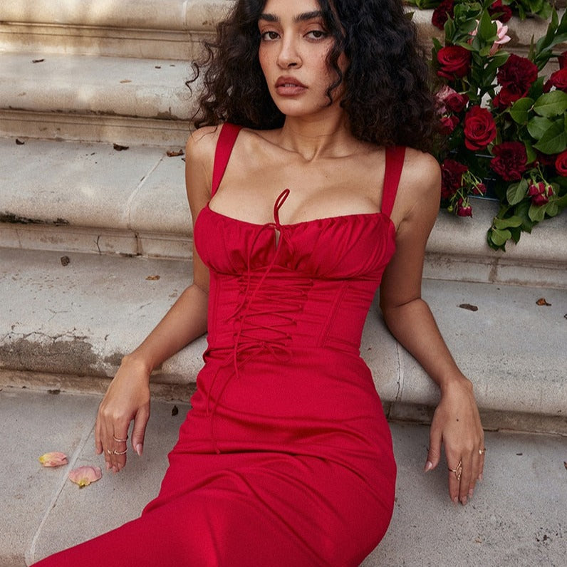 DYLANA CORSET SLEEVELESS MIDI DRESS