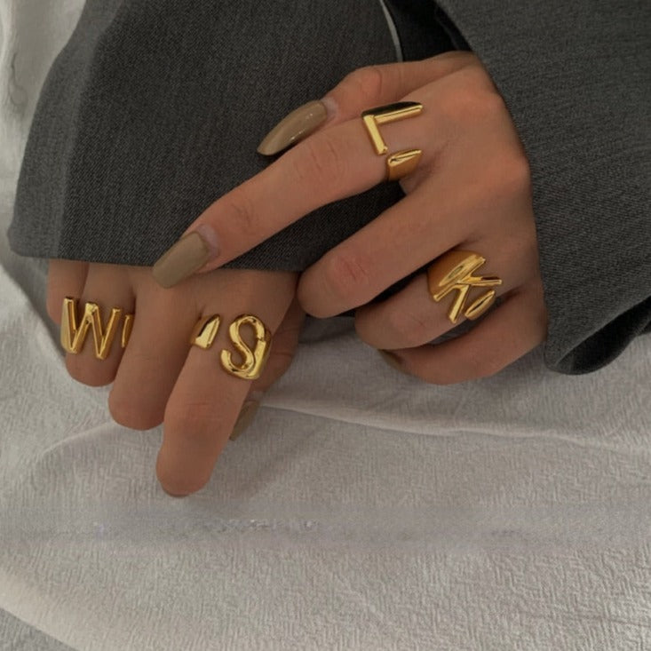 LETTERS GOLD RINGS