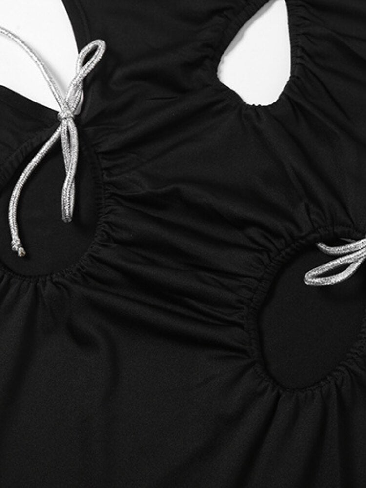 HOVON STRAP LACE UP CUT OUT MINI DRESS